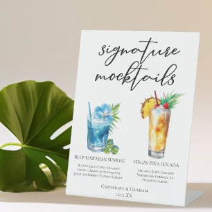Summer Mocktails Blue Hawaiian Piña Colada Pedestal Sign