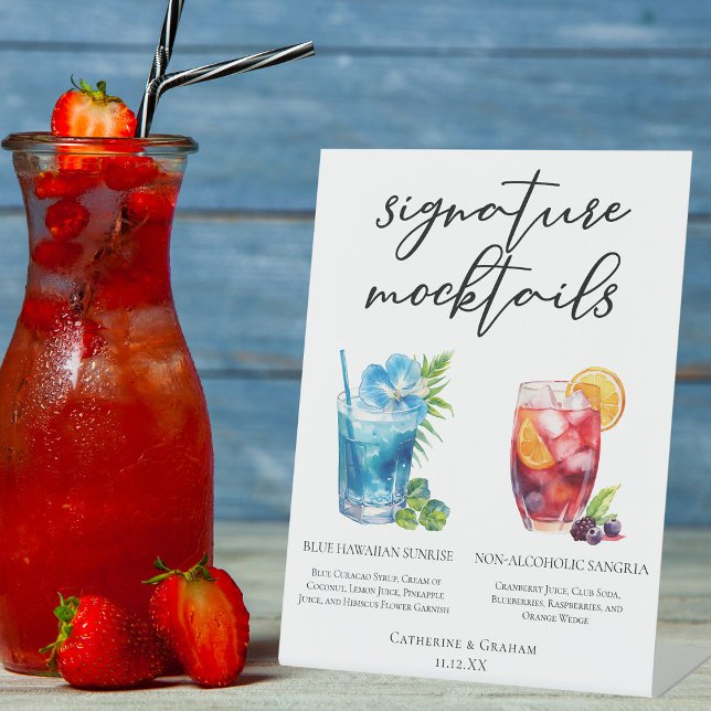 Summer Mocktails Blue Hawaiian Sangria Pedestal Sign (Creator Uploaded)