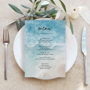 Summer Modern Beach Wedding Menu Cards