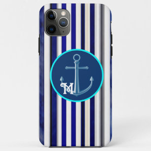 Summer Modern Navy Blue Boat Stripes Collection iPhone 11 Pro Max Case