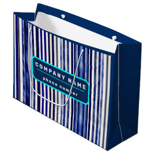 Summer Modern Navy Blue Boat Stripes Collection Large Gift Bag
