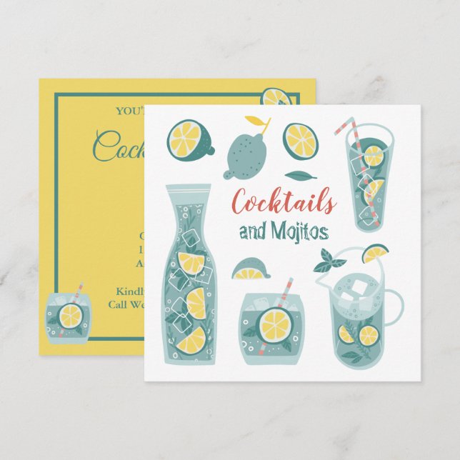 Summer Mojito Cocktail Party Invitation (Front/Back)