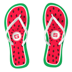 Summer Monogrammed Watermelon Slice Funny Designed Thongs