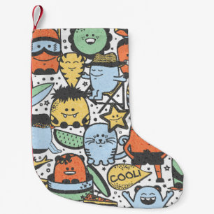 Summer monsters, colourful seamless pattern small christmas stocking