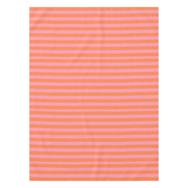 Summer Mood Orange Pink Lines Tablecloth (Front)