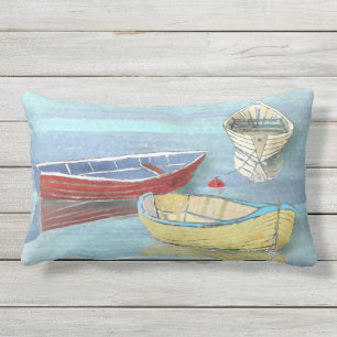 Summer Morning Boats at Rest Lumbar Pillow