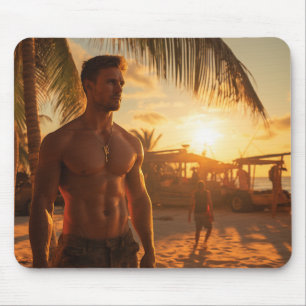 Summer mouse pad with handsome man