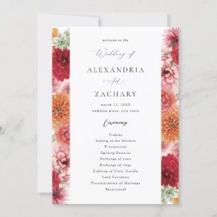 Summer Multi Color Floral Wedding Program