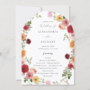Summer Multi Colour Floral Wedding Program 2- Arch