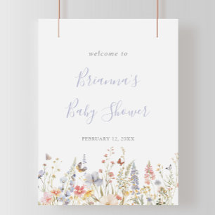Summer Multicolor Wildflower Baby Shower Welcome Poster