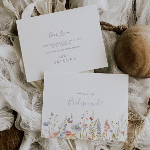  Summer Multicolor Wildflower Bridesmaid Proposal Card
