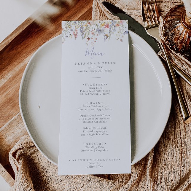Summer Multicolor Wildflower Dinner Menu (Creator Uploaded)
