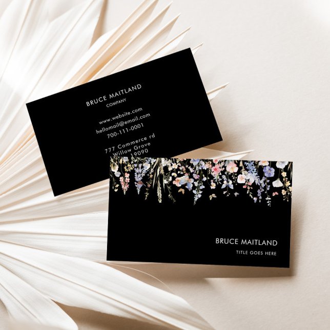 Summer Multicolor Wildflower Formal Retro Business Card (Creator Uploaded)