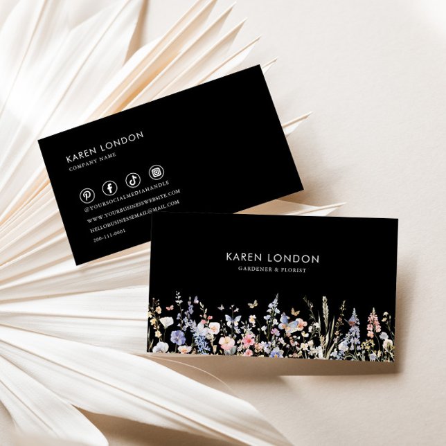 Summer Multicolor Wildflower Gardener & Florist Business Card (Creator Uploaded)