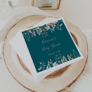 Summer Multicolor Wildflower Green Baby Shower Napkin