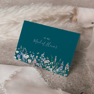 Summer Multicolor Wildflower Green Bridal Party  Thank You Card