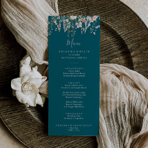 Summer Multicolor Wildflower Green Dinner Menu