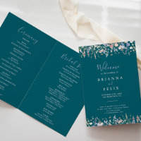 Summer Multicolor Wildflower Green Folded Wedding