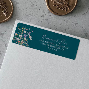 Summer Multicolor Wildflower Green Return Address  Return Address Label