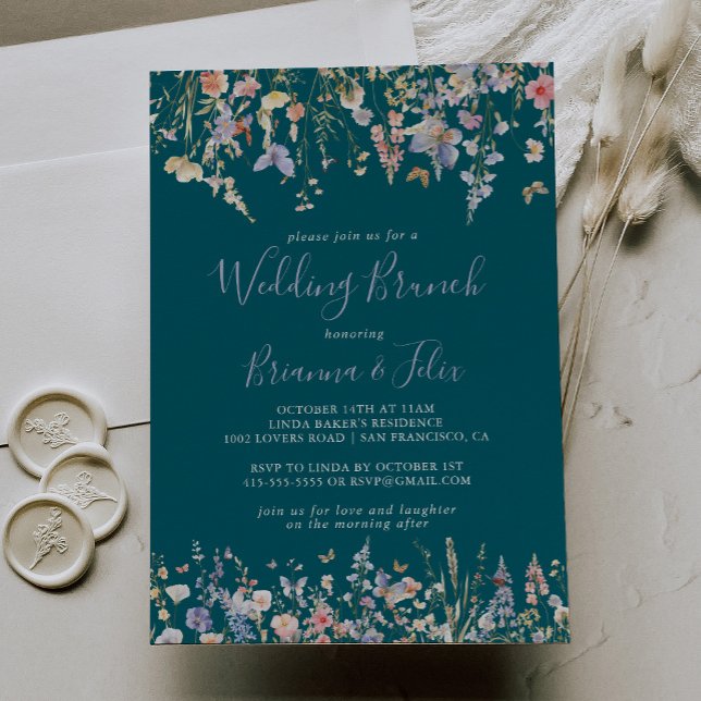 Summer Multicolor Wildflower Green Wedding Brunch Invitation (Creator Uploaded)