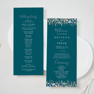 Summer Multicolor Wildflower Green Wedding Program