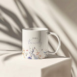 Summer Multicolor Wildflower Mrs Newlywed Bride Two-Tone Coffee Mug<br><div class="desc">This summer multicolor wildflower mrs newlywed bride coffee mug is a perfect gift to the bride or bride to be for a modern wedding shower. The design features watercolor pink,  blush,  purple,  red,  burgundy,  yellow,  white flowers and butterflies with greenery neatly bunched in elegant floral bouquets.</div>