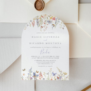 Summer Multicolor Wildflower Spanish Wedding Invitation