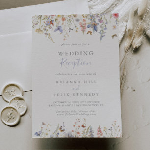 Summer Multicolor Wildflower Wedding Reception Invitation