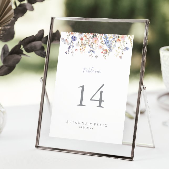 Summer Multicolor Wildflower Wedding Table Number (Creator Uploaded)