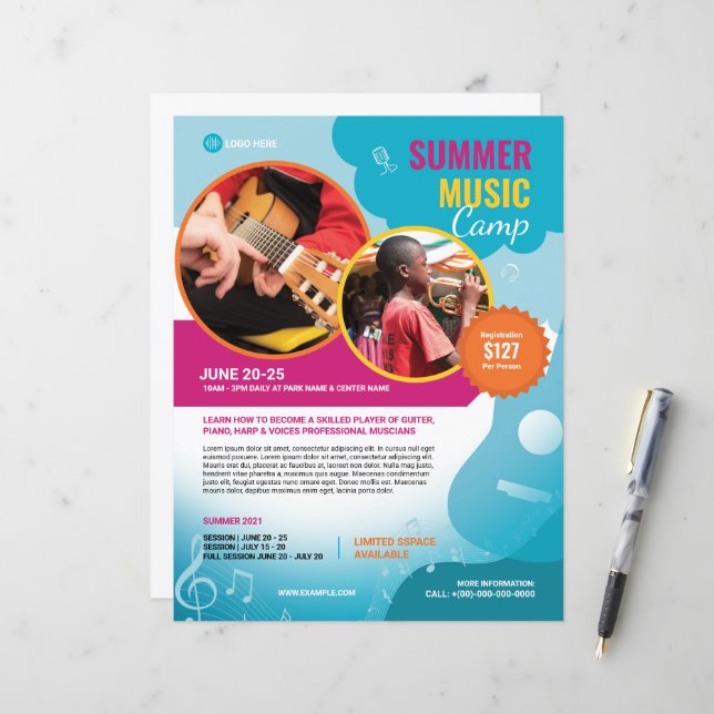 Summer Music Camp Flyer Template (Front/Back In Situ)