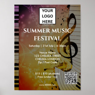 Summer Music Festival QR Code and Logo Poster