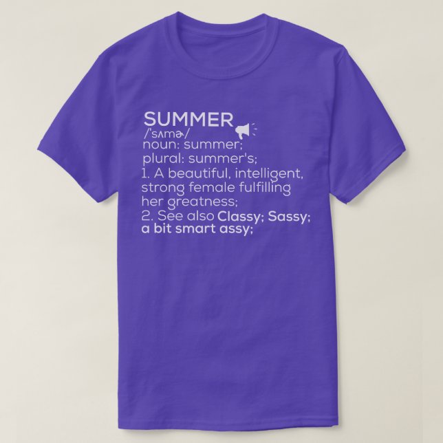 Summer Name Summer Definition Summer Female Name S T-Shirt (Design Front)