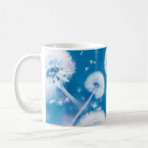 Summer natural floral background. White dandelions Coffee Mug