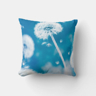Summer natural floral background. White dandelions Cushion