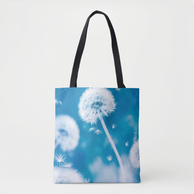 Summer natural floral background. White dandelions Tote Bag (Front)