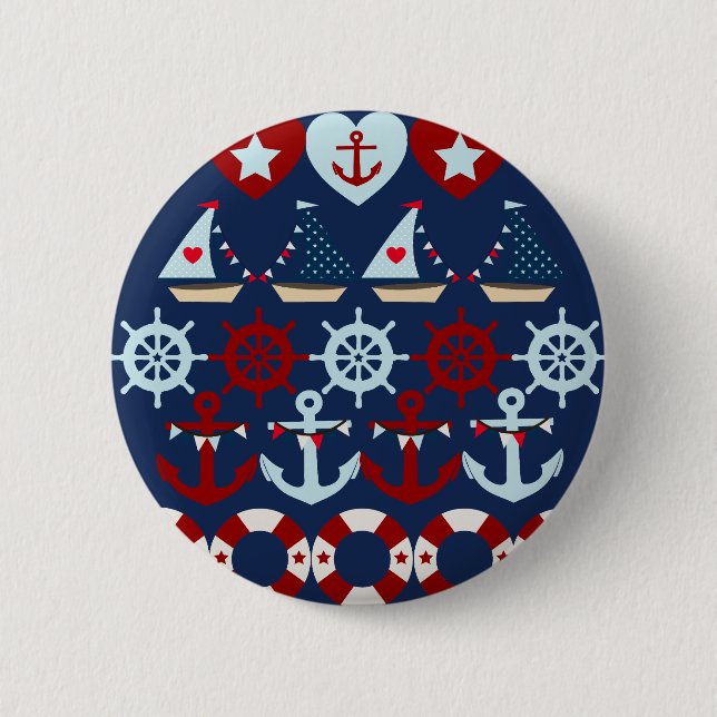 Summer Nautical Theme Anchors Sail Boats Helms 6 Cm Round Badge (Front)