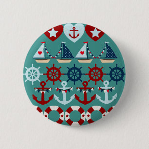 Summer Nautical Theme Anchors Sail Boats Helms 6 Cm Round Badge