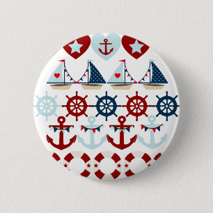 Summer Nautical Theme Anchors Sail Boats Helms 6 Cm Round Badge