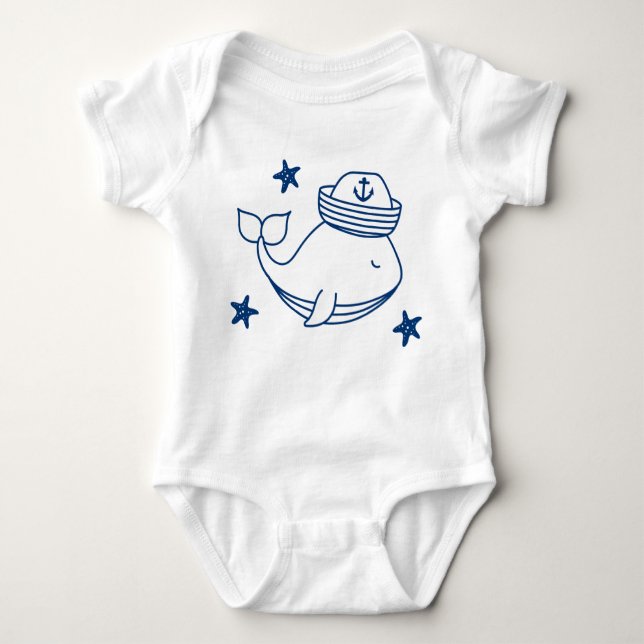 summer nautical theme boy  baby bodysuit (Front)