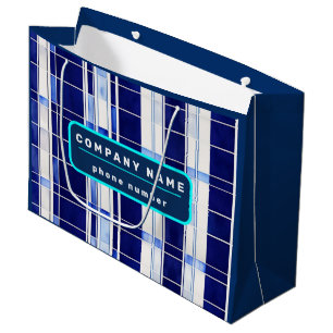 Summer Navy Blue Boat Modern Stripes Collection Large Gift Bag