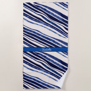Summer Navy Blue Boat Popular Stripes Collection Beach Towel