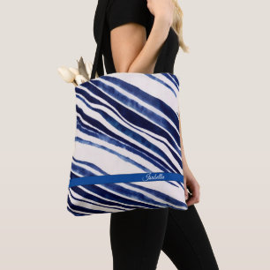 Summer Navy Blue Boat Popular Stripes Collection Tote Bag