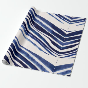 Summer Navy Blue Boat Popular Stripes Collection Wrapping Paper