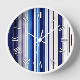 Summer Navy Blue Boat Trendy Stripes Collection Clock