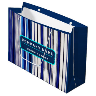 Summer Navy Blue Boat Trendy Stripes Collection Large Gift Bag
