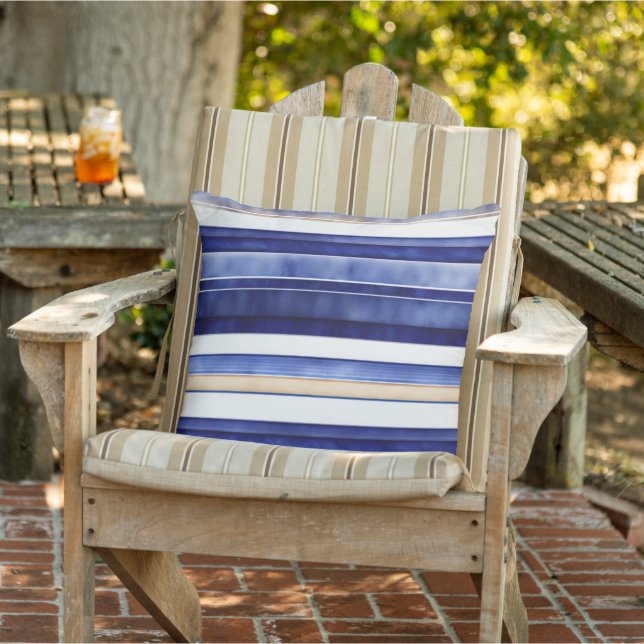 Summer Navy Blue Modern Boat Stripes Collection Cushion (Chair)