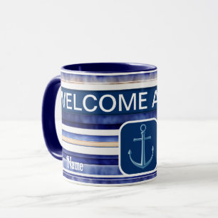 Summer Navy Blue Modern Boat Stripes Collection Mug