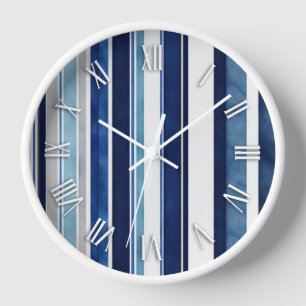 Summer Navy Blue Popular Boat Stripes Collection Clock