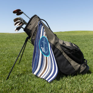 Summer Navy Blue Trendy Boat Stripes Collection Golf Towel