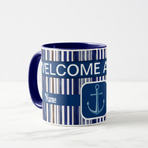 Summer Navy Blue Trendy Boat Stripes Collection Mug